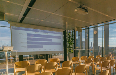 All hands meeting room. Platform and Workplace Technology.